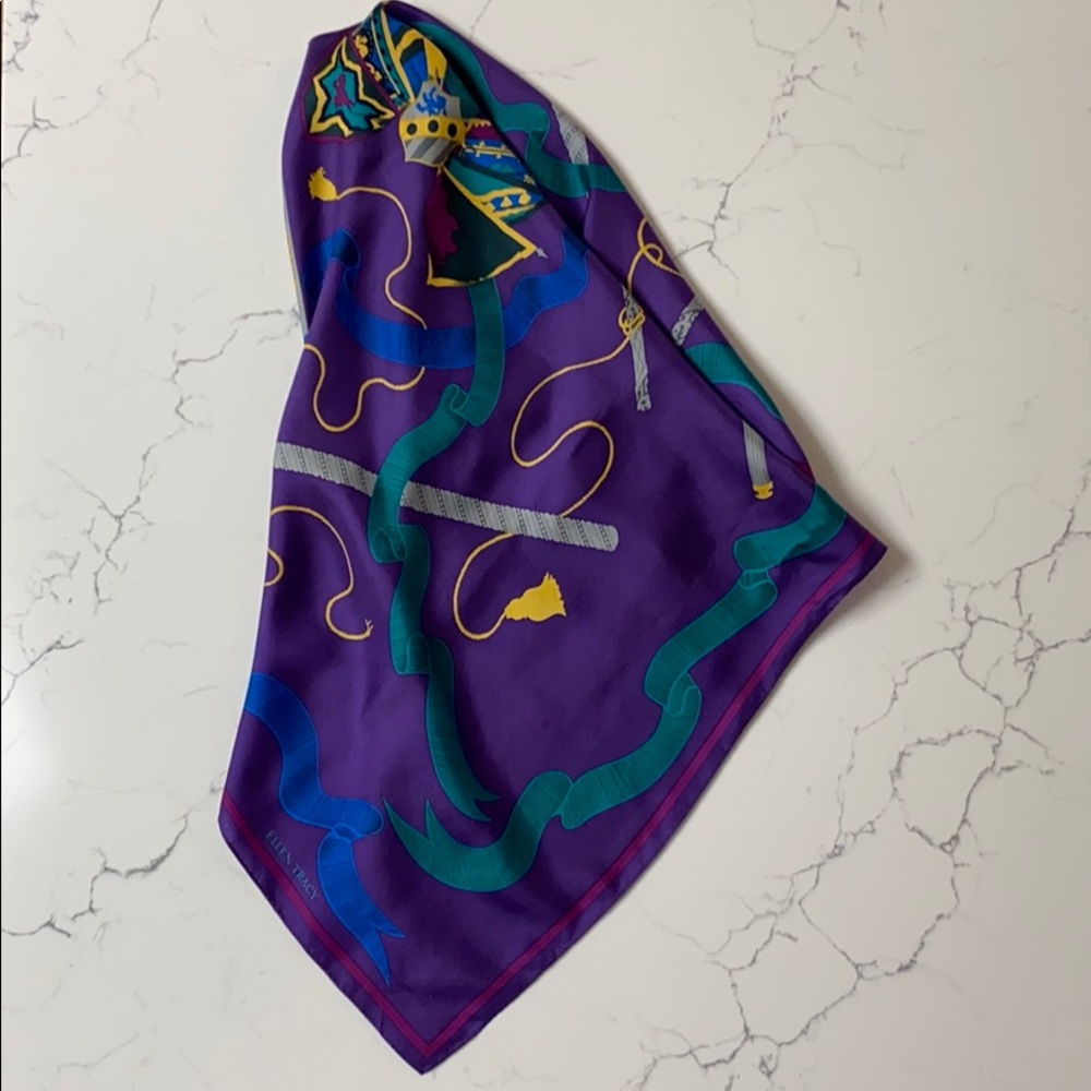 Ellen Tracy vintage silk scarf-multi color